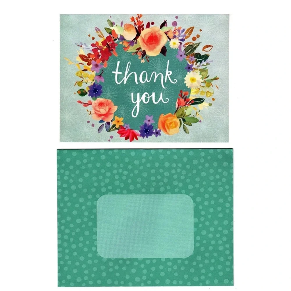 Molly & Rex Assorted Box of 30 Blank Note Cards, Teal Floral (74240)